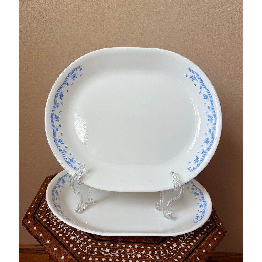 Vintage Corelle ‘Morning Blue’ Oval Serving Platter - Set Of 2